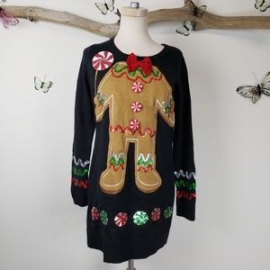 Festive Gingerbread Sweater - Black and Gold